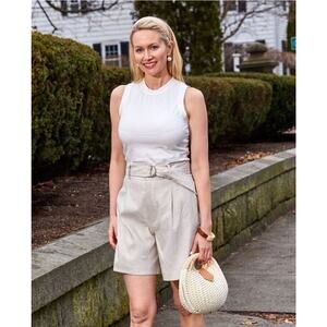 Sara Campbell Agnes Short Linen Blend Preppy Minimalist Modest Womens Size Large